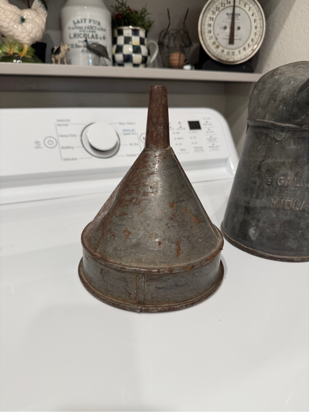 Vintage Midland Galvanized Oil Can and Funnel-Farmhouse Rustic Decor - Picture 6 of 16